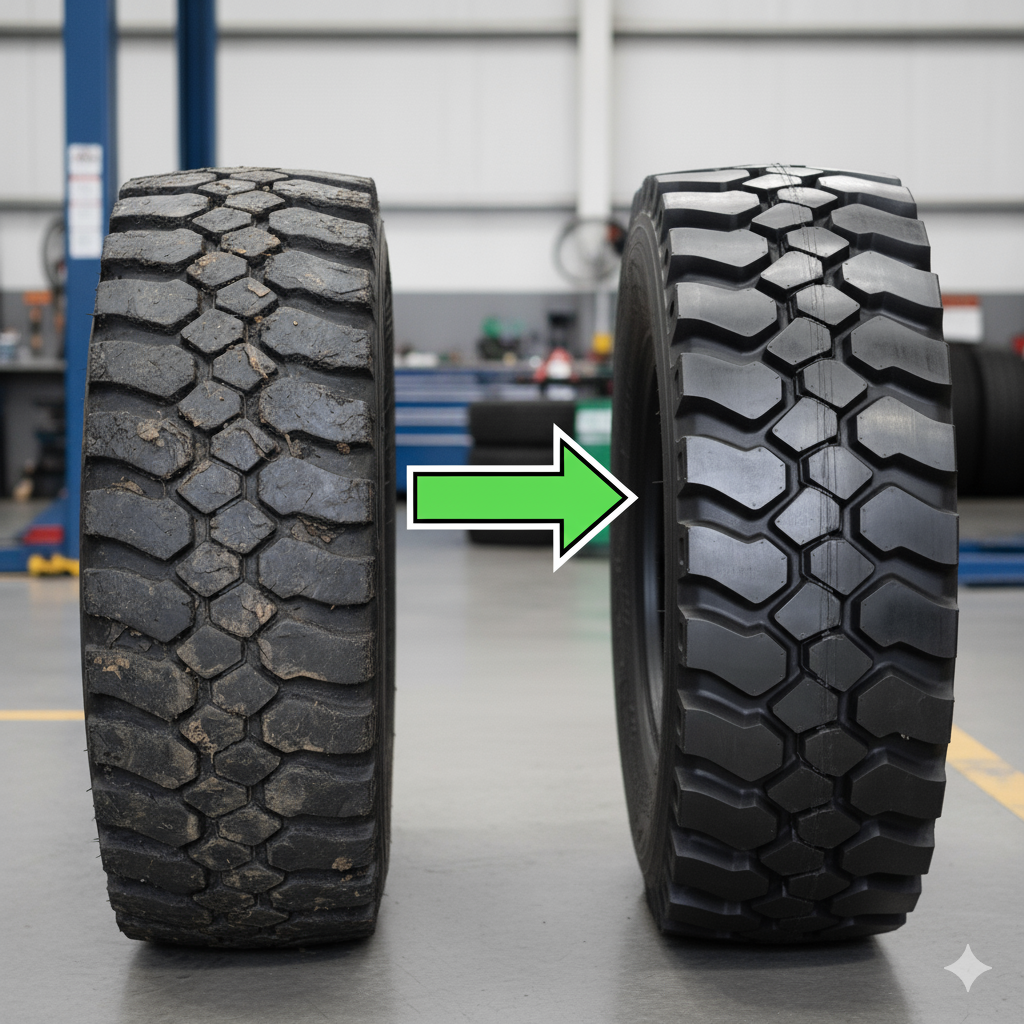 Đổi lốp cũ,- Lấy lốp mới